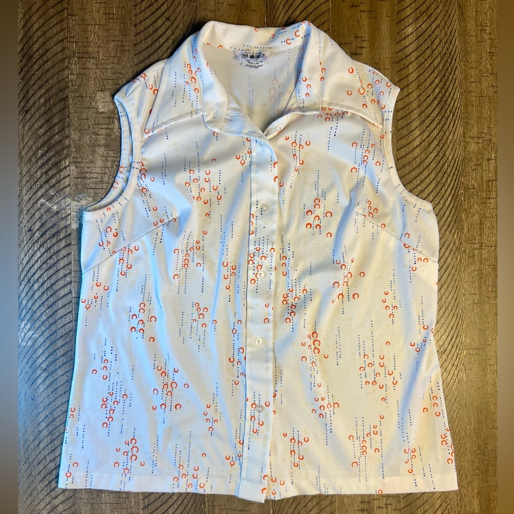 Vintage 70s sleeveless polyester blouse